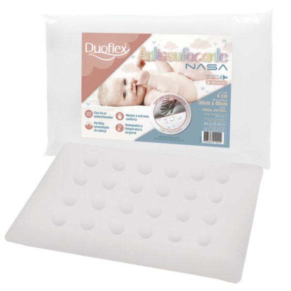 Travesseiro Antissufocante Nasa Infantil Duoflex 30x40cm - Conforto e Segurança